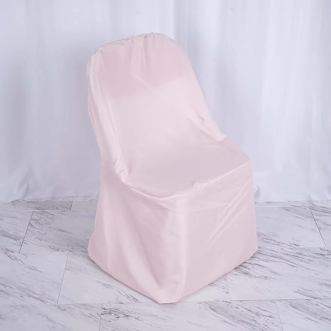 Efavormart 30 PCS Blush Linen Polyester Folding Chair Covers for Dining Chairs Party Wedding Banquet Outdoor Event Catering Slipcovers by efavormart