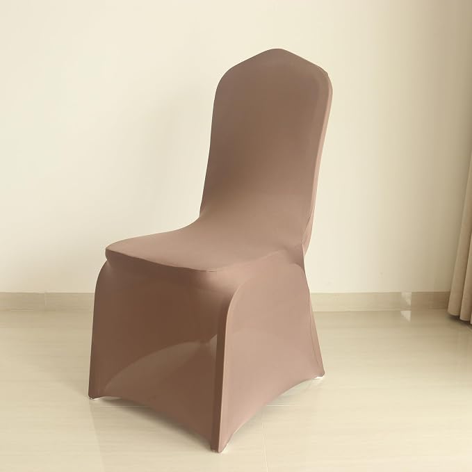 30 80 100Pieces White Wedding Chair Covers Stretch Polyester Spandex for Wedding Party Banquet Seat Covers (Camel, 30PCS) by Unknown