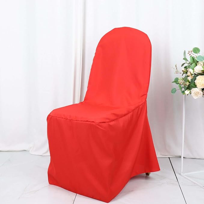 Efavormart 20PCS | Round Top Red Polyester Banquet Chair Covers Linen Dinning Chair slipcover for Wedding Party Event Catering - Image 7