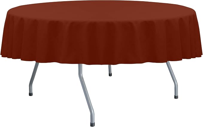 Ultimate Textile 72-Inch Round Cotton-Feel Tablecloth, Burnt Orange, 2 Pack by UltimateTextile