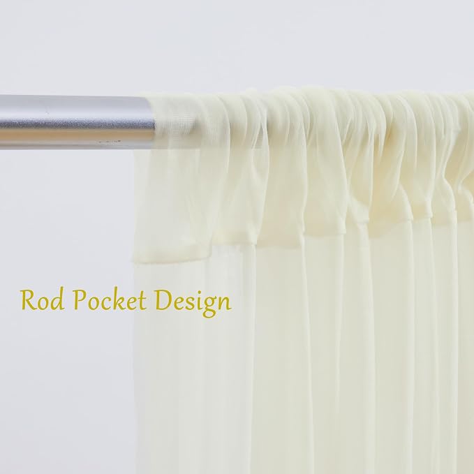 10x10 Ivory Tulle Backdrop Curtains for Parties, Sheer Backdrop Curtain Wedding Photo Background Drapes for Baby Shower Photography Birthday Party - Image 6