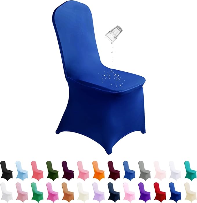SUPERO Royal Blue Waterproof Polyester Spandex Chair Cover (12PCS), Universal Fit for Indoor/Outdoor Activities, Protector for Party, Banquet, Wedding Event, Hotel by SuperO
