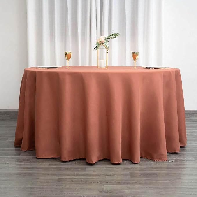 Tableclothsfactory 10PCS | 120" Wholesale Round Tablecloth Polyester Round Table Linens for Wedding Party Banquet Restaurant - Terracotta (Burnt Orange) for Party & Decorations - Image 3