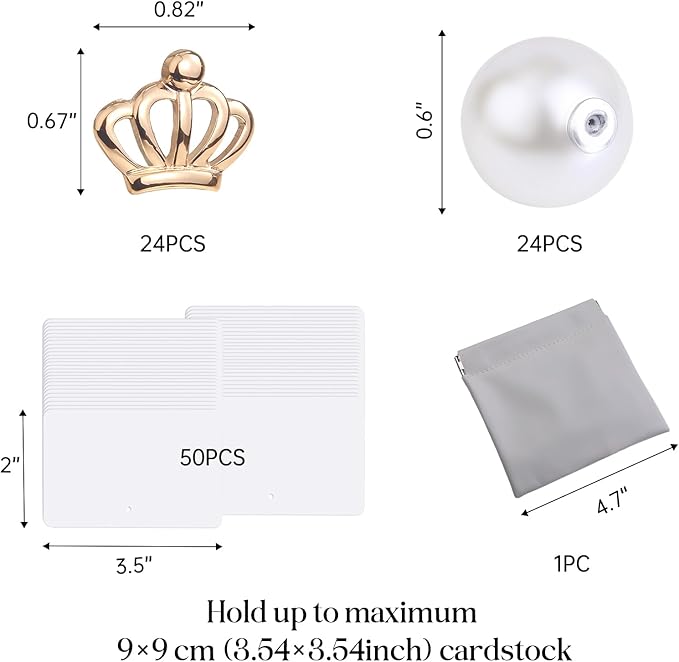 UNIQOOO 24Pcs Decorative Crown Place Card Holders Bulk, Queen Crown Name Card Stands Set, for Wedding Decor Princess Party, Table Setting, Business Card, Name Tag, Party Food Labels