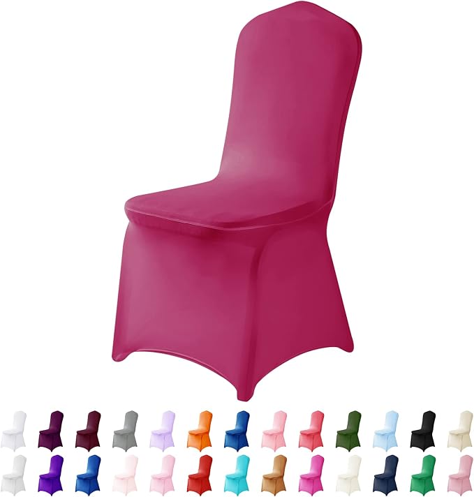 Chair Cover, 12PCS, Fuchsia, Spandex, Living Room, Removable, Protector, Stretch, Party, Banquet, Wedding Event, Hotel by AlGaiety