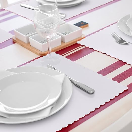 Sabary 500 Pcs White White Disposable Paper Placemats Bulk Scalloped Edge 14.6 x 10.2 Inches Blank Paper Place Mats Bulk Party Blank Table Mat for Adults Holiday Dinning Table Decor - Image 7