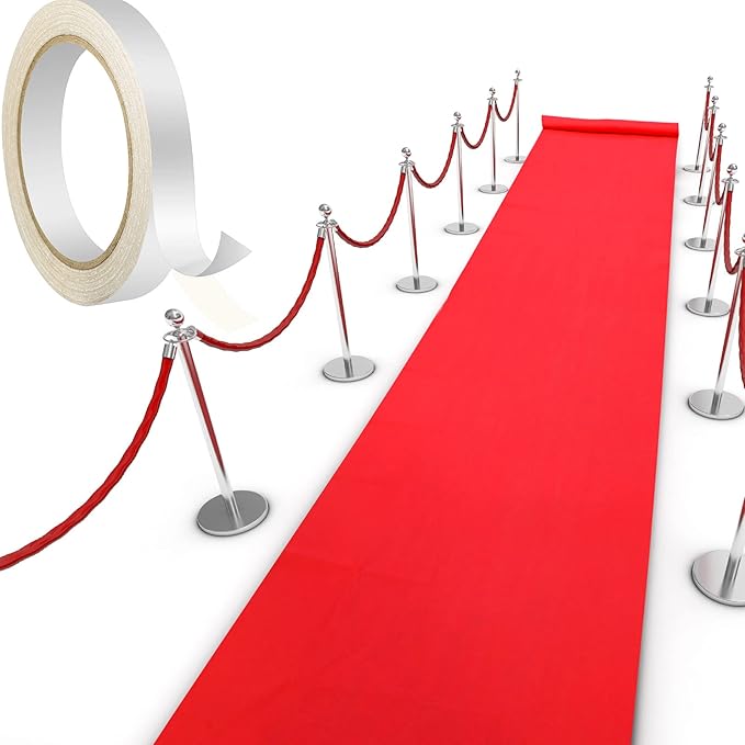 Shappy Red Carpet Runner Rug for Party 55gsm Thickness with 1 Piece Carpet Tape for Wedding Christmas Xmas Christmas Outdoor Accessories, Wedding Party Hallway Rug(2.6 x 60 Feet)