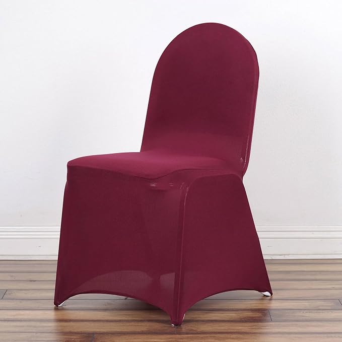Efavormart 10 PCS Spandex Stretch Burgundy Chair Covers Universal Banquet Chair Covers for Party Dining with Foot Pockets Washable Wedding Chair Slip Covers for Outdoor - Image 8