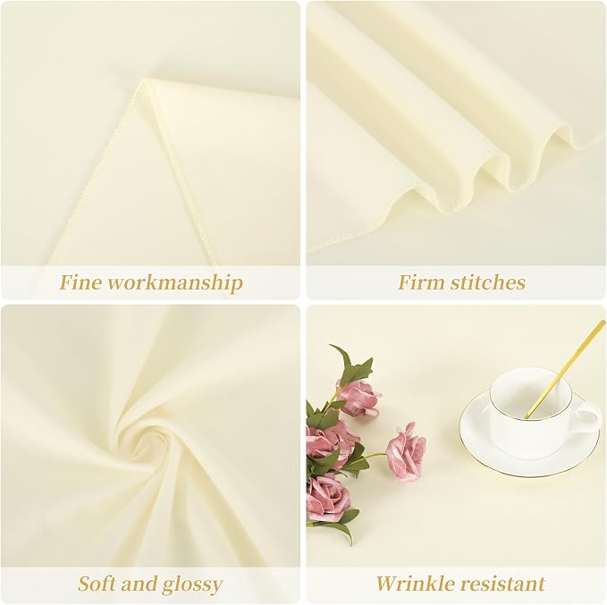 12 Packs 120 Inch Beige Round Polyester Tablecloths | Table Cover for Round Tables, Stain and Wrinkle Resistant Washable Table Cloth, Perfect for Wedding Banquet Parties - Image 4