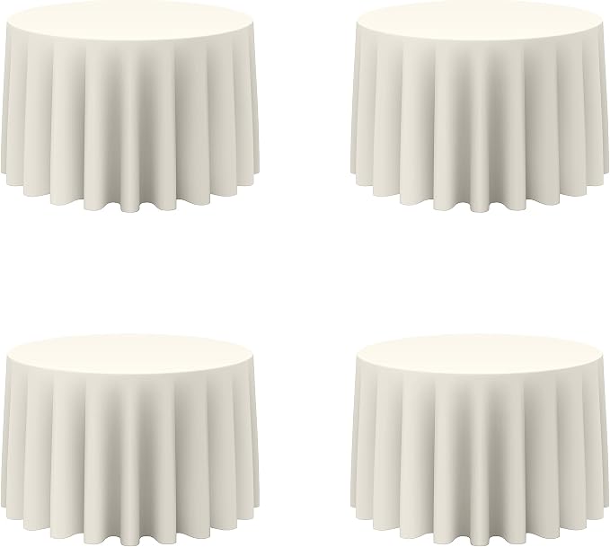 BRILLMAX 4 Pack Ivory Round Tablecloths 108 Inch for 48" Tables | 150 GSM Polyester Fabric, Floor Length Drop, Water, Stain & Wrinkle Resistant Cloth Cover for Wedding Reception Banquet Party by BRILLMAX
