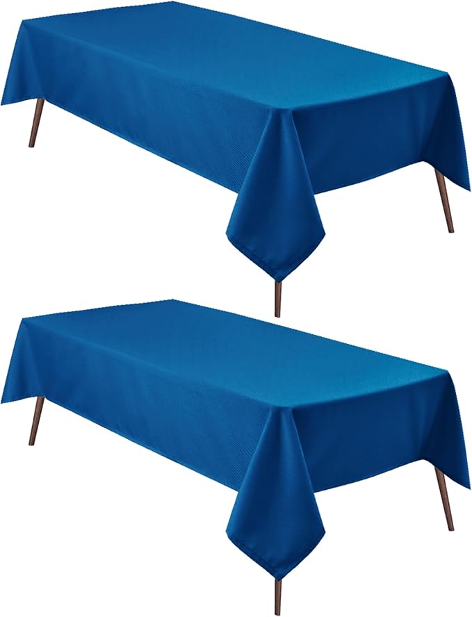 Hiasan 2 Pieces Royal Blue Tablecloth Rectangle, 54 x 108 Inch | Waterproof, Wrinkle Resistant, Washable Polyester Fabric Table Cloth for Card Tables/Dining/Party/Kitchen/Outdoor Use by Hiasan