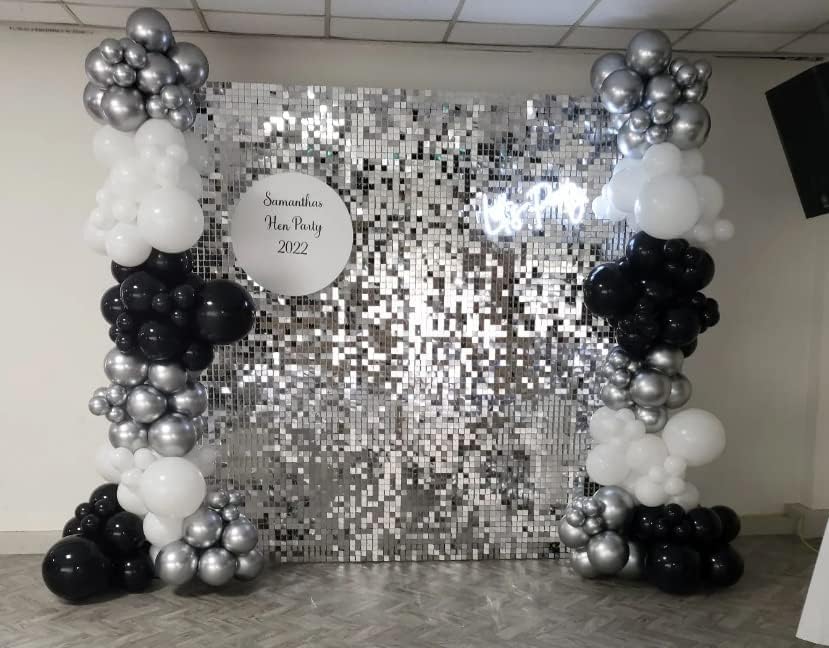 Shimmer Wall Backdrop - 24pcs Decorations Panel | Wedding, Birthday, Anniversary, Engagement & Bridal Shower Party Decor Panel (Silver) - Image 2