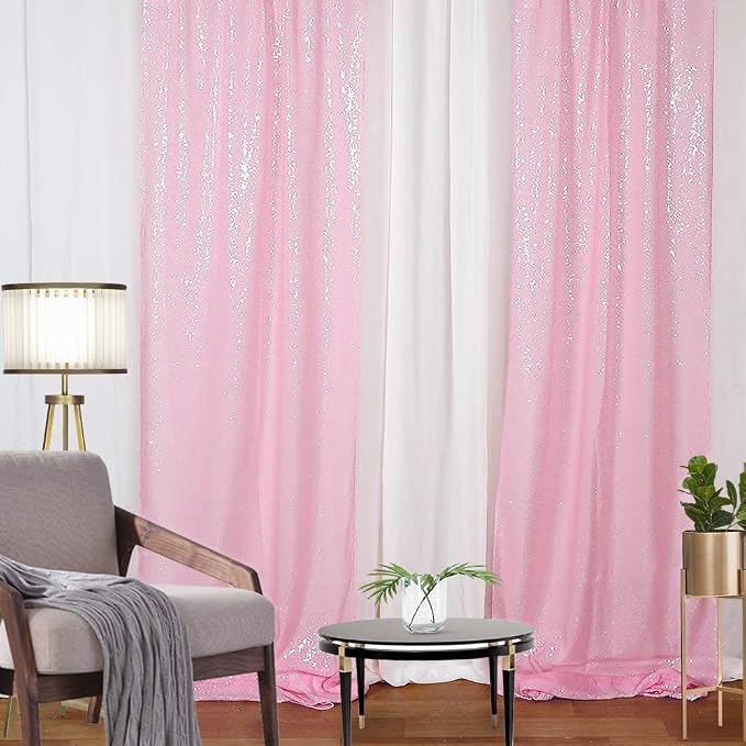 Pink Sequin Backdrop Curtains 4 Panels 2FTx8FT - Image 7