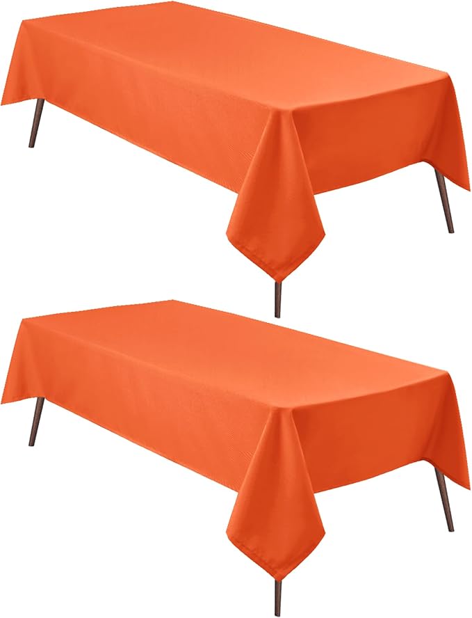 Hiasan 2 Pieces Pumpkin Orange Square Tablecloth, 60 x 60 Inch | Waterproof, Spillproof, Washable Polyester Table Cloth for Dining Room/Restaurant/Birthday/Party/Outdoor Picnic by Hiasan