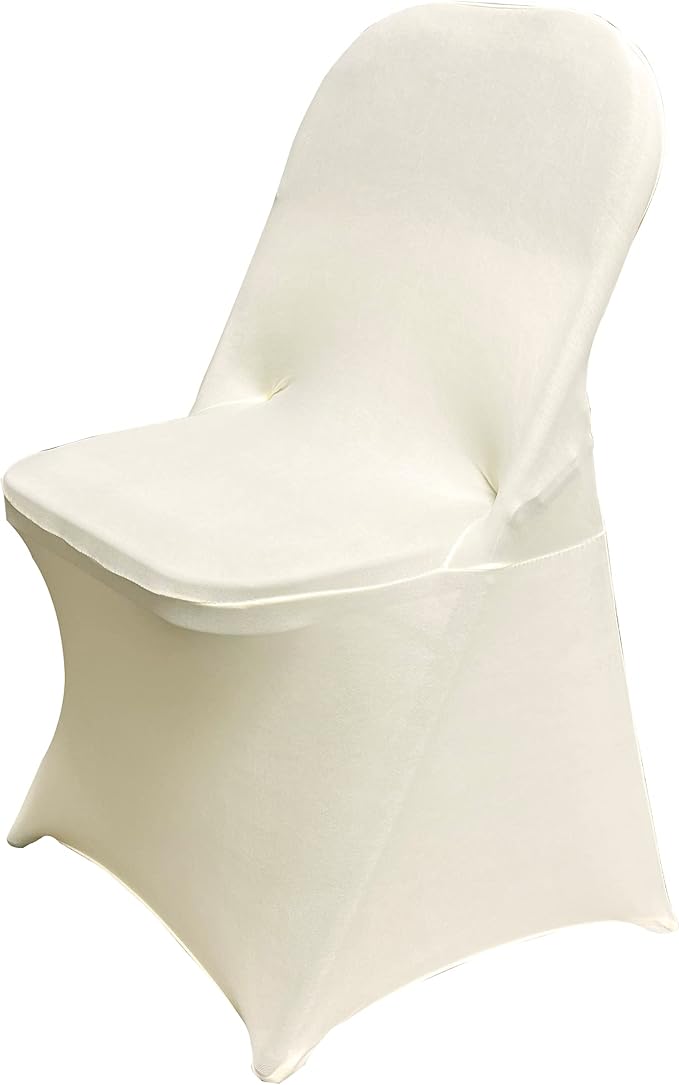 HAINARverS Folding Chair Covers for Wedding, 10pcs Ivory, | Stretch Spandex Washable Fabric Chair cover, Decoration Chair Cover for Wedding, Party, Banquet, Birthday, Conference, Event by HAINARverS