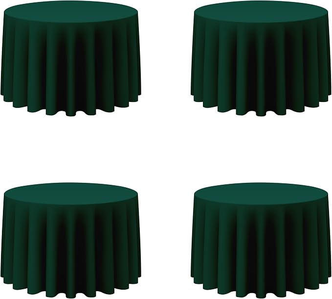 BRILLMAX 4 Pack Hunter Green Round Tablecloths 108 Inch for 48" Tables | 150 GSM Polyester Fabric, Floor Length Drop, Water, Stain & Wrinkle Resistant Cloth Cover for Wedding Reception Banquet Party by BRILLMAX