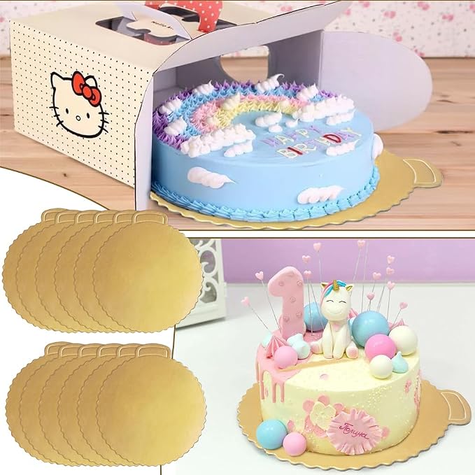 3 Pcs Cake Stand with 20Pcs Cakeboard Round, Cake Stand Set Disc Diameter 8" 10" 12", Perfect Dessert Table Display Set, Cupcake&Cake Stands for Party, Wedding, Birthday (Gold) - Image 6