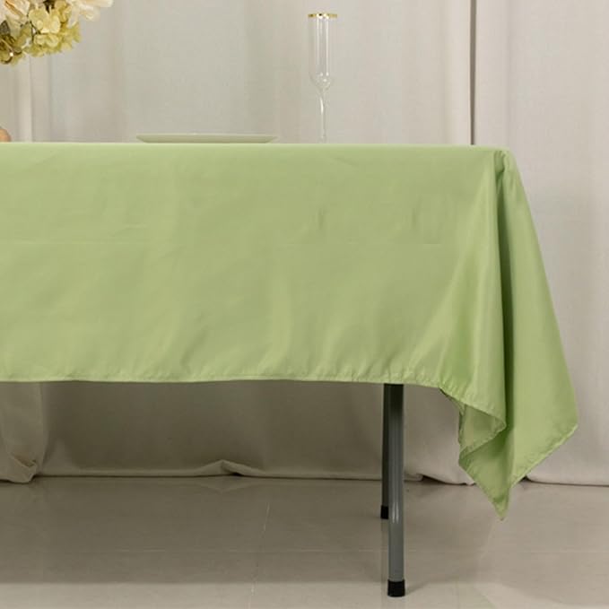 Efavormart Sage Green Seamless Lamour Satin Rectangle Tablecloth - 60"x102"