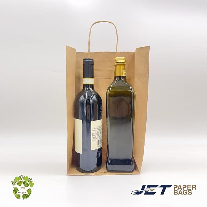 Jet Paper Bags - 250 Pack 6.5x3.5x12 Inch Medium Plain Brown Kraft Paper Bags with Handles Bulk, Gift Wrap Bags for Favors Grocery Retail Party Birthday Shopping Business Goody Craft Merchandise Take Out Sacks - Image 3