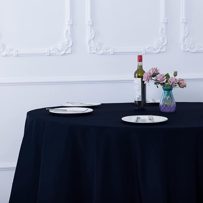 Ascoza 2pack 70 Inch Navy Round Tablecloth in Washable Polyester Fabric for Wedding/Banquet/Restaurant/Parties… - Image 7