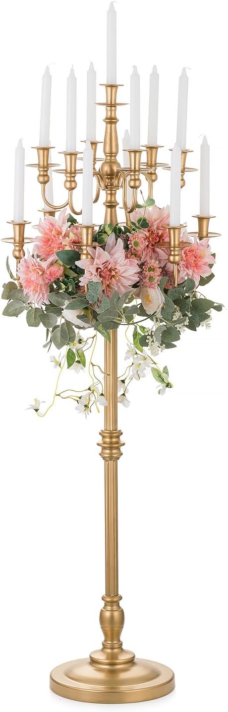 Sziqiqi Candelabra Candle Holder for Wedding: 51in Tall Candelabra 13 Branches Gold Candle Holders for Candlesticks Wedding Centerpiece Table Decorations
