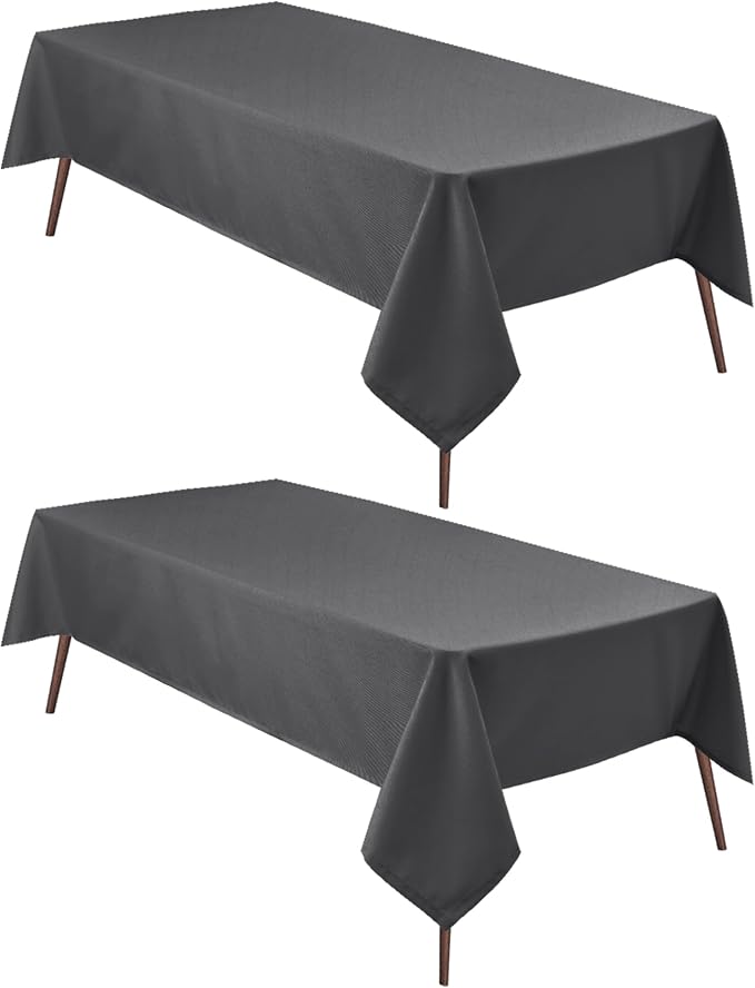Hiasan 2 Pieces Square Tablecloth, 40 x 40 Inch, Grey | Waterproof, Spillproof, Washable Polyester Table Cloth for Dining Room/Party/Wedding/Restaurant/Outdoor Picnic by Hiasan