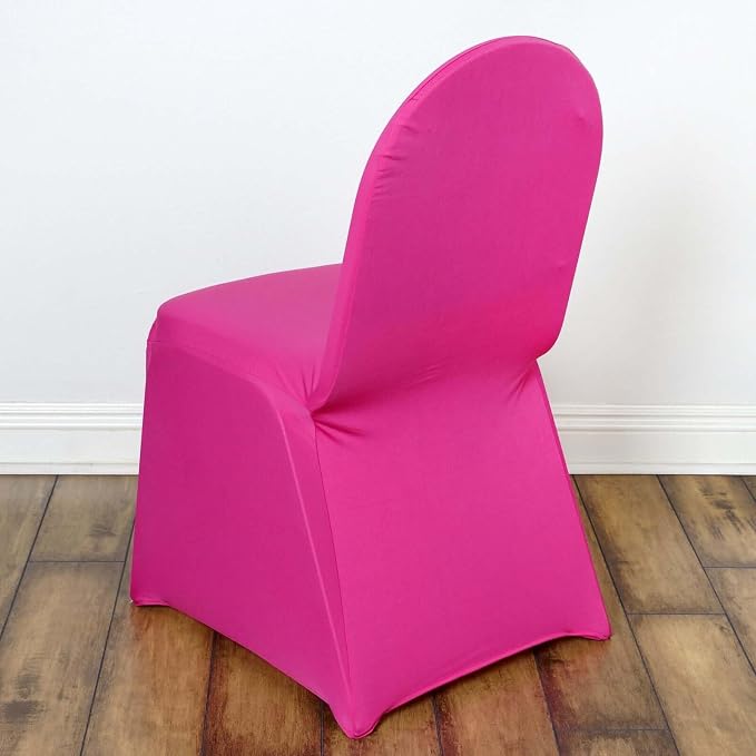 Efavormart Spandex Stretch Fushia Chair Covers 100 PCS Universal Banquet Chair Covers for Party Dining with Foot Pockets Washable Wedding Chair Slip Covers for Outdoor - Image 3