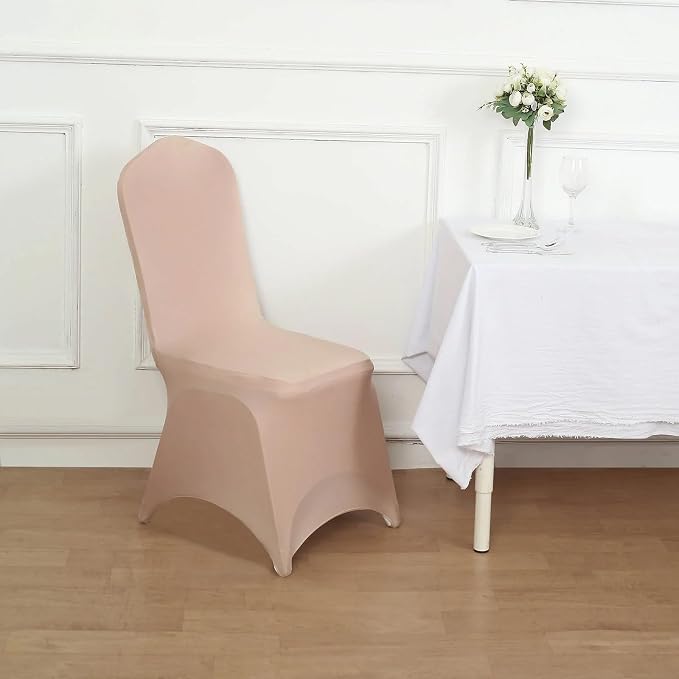 Efavormart 10 PCS Spandex Stretch Nude Chair Covers Universal Banquet Chair Covers for Party Dining with Foot Pockets Washable Wedding Chair Slip Covers for Outdoor - Image 9
