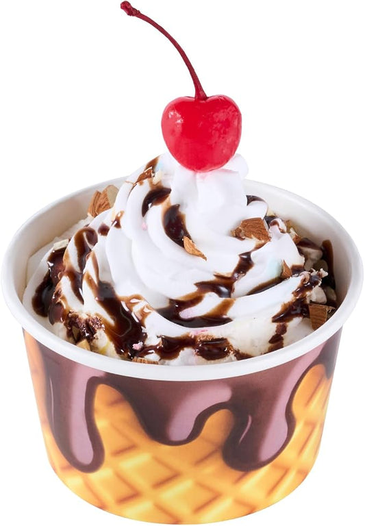Restaurantware Ice Cream Cups 200 Pack of 8 oz Leak-Resistant Disposable Dessert Bowl Frozen Yogurt Cup Round Paper Container For Cold And Hot Desserts by Restaurantware