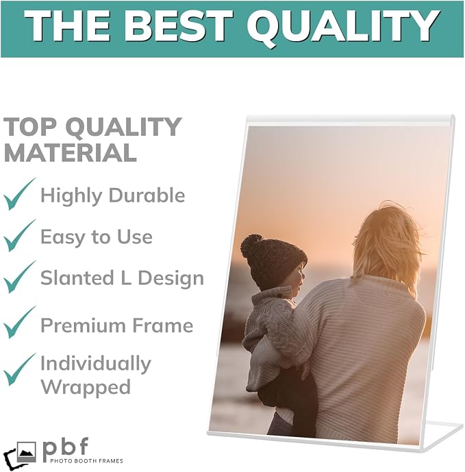 pbf 5x7 Acrylic Sign Holder | 5 x 7 Vertical Stand Up Slanted Sign Holder | Acrylic Stands for Display | Clear Picture Frame, Menu Table Top Stand, Plastic Flyer Holder (24-Pack) - Image 4