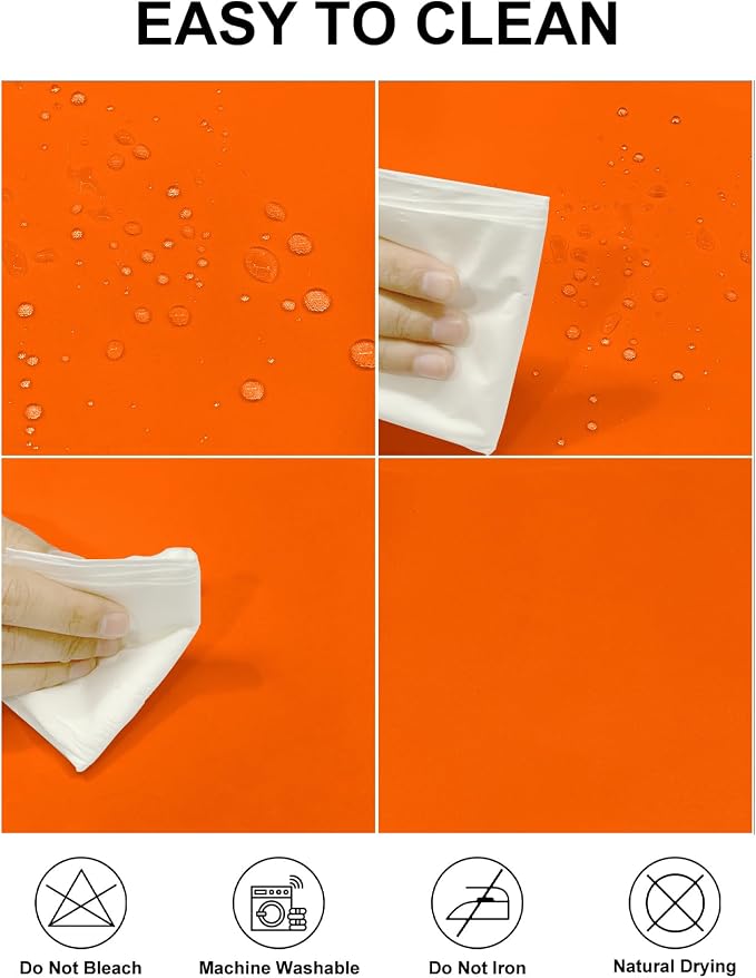 Fokitut 2 Pack Waterproof Rectangle Tablecloth, 60x120 Inch, Stain Resistant and Wrinkle Polyester Table Cloth, Fabric Table Cover for Kitchen Dining, Wedding, Party, Holiday Dinner-Orange - Image 2
