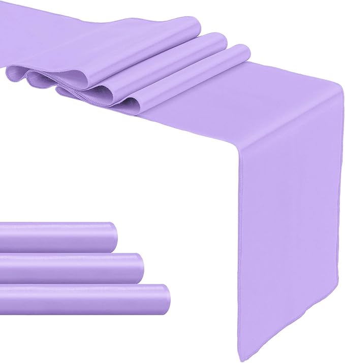 4-Pack Lavender Satin Table Runner 12 x 108 Inch Long Bright and Smooth Silk Fabric Table Runner for Wedding Banquet Birthday Party Decoration - Image 8
