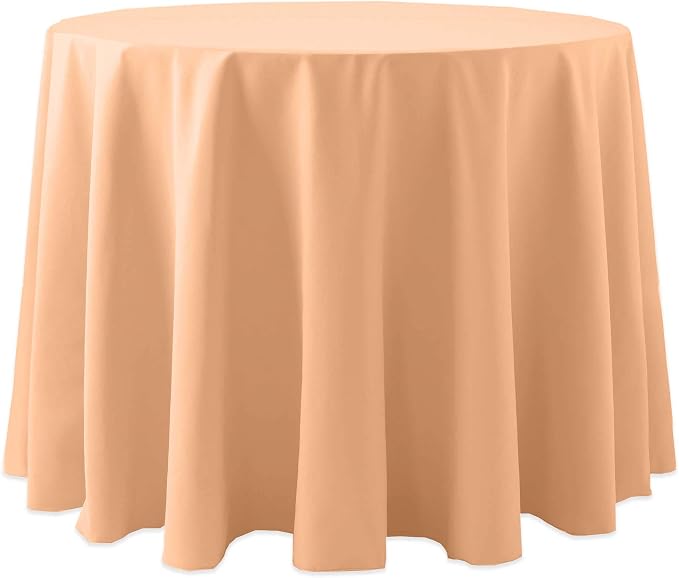 Ultimate Textile 72-Inch Round Cotton-Feel Tablecloth, Peach, 3 Pack by UltimateTextile