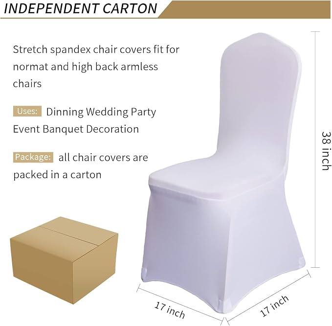 100 Pcs White Washable Removable Universal for Wedding Party Dining Banquet Polyester Spandex Stretch Slipcovers Chair Covers - Image 5