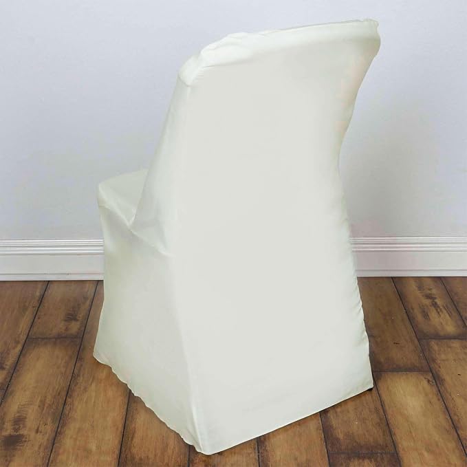 Efavormart 20 PCS Ivory Polyester Lifetime Folding Chair Covers, Durable Reusable Chair Covers - Image 7