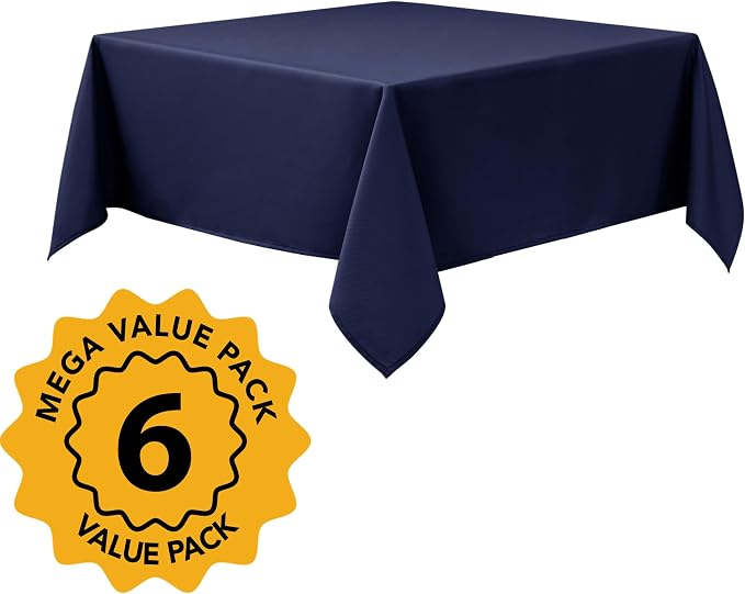 6-Pack Navy Blue Tablecloths for Square Tables, 70 x 70 Inches | Stain-Resistant Polyester Fabric for 3 Foot Tables - Washable Table Covers for Weddings, Banquets, Birthday Parties, Events - Image 2