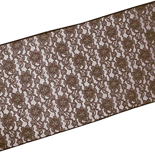 Zen Creative Designs 10 Pack Floral Lace Table Runner Sheer Lace Event Party Wedding Table Decor (12" by 90", Brown) - Image 2