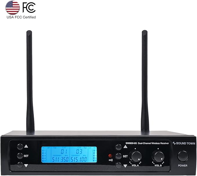 Sound Town 200-Channel Professional UHF Wireless Microphone System with 2 Handheld Microphones, for Church, Business Meeting, Outdoor Wedding and Karaoke