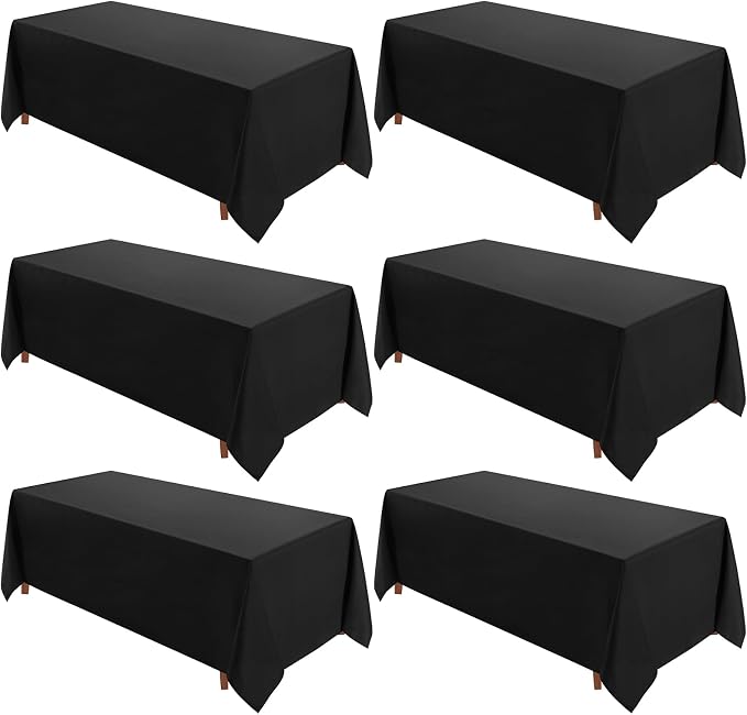 VidaFete 6 Pack 90 * 156inch Black Rectangle Tablecloth for 8ft Tables | Stain & Wrinkle Resistant Polyester Rectangular Table Cloth for Kitchen Dining Wedding Banquet Decoration by VidaFete