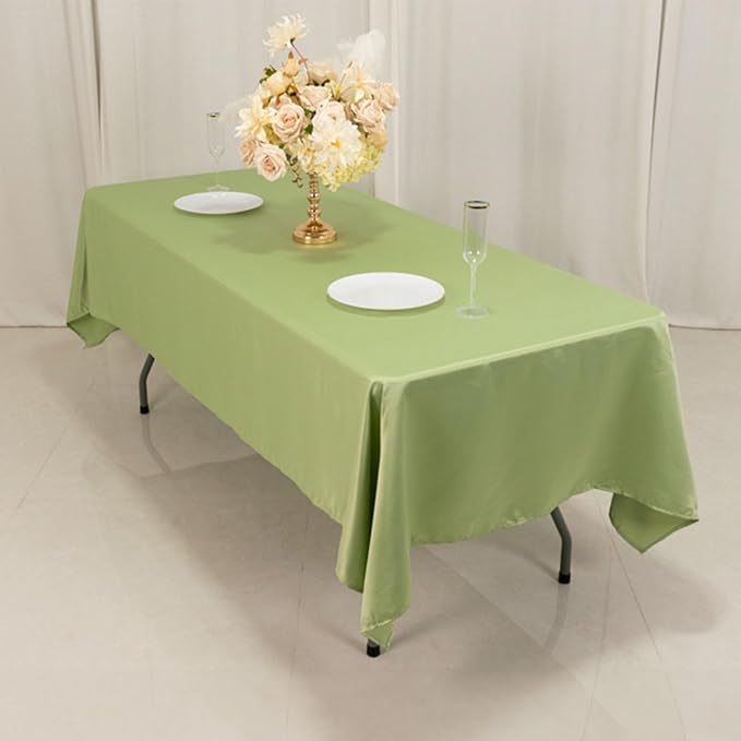Efavormart Sage Green Seamless Lamour Satin Rectangle Tablecloth - 60"x102"