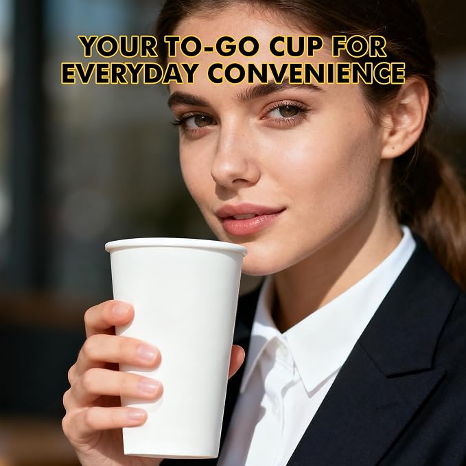 RACETOP 16 oz Coffee Cups, 200 Pack, Disposable Paper Hot Coffee Cup | Thickened Paper, Leak-proof, BPA-free, Ideal for Daily Use, Coffee Shop, Party, Travel, Picnic, Events - Image 4