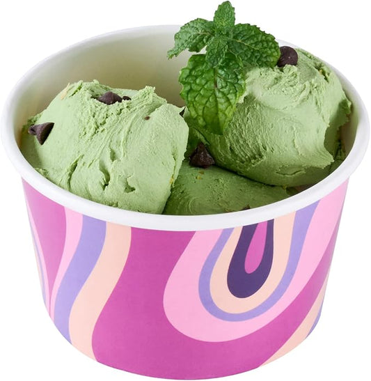 Coppetta 8 Ounce Dessert Cups, 50 Greaseproof Ice Cream Cups - Lids Sold Separately, For Hot And Cold Foods, Midnight Groove Paper Yogurt Bowls, Disposable, Sturdy - Restaurantware by Restaurantware
