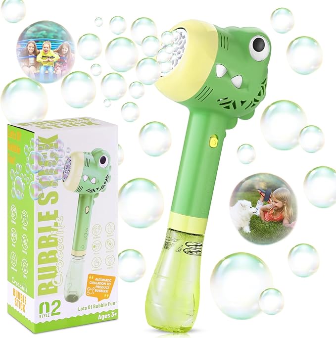 Bubble Machine Wand for Kids Toddlers Age 1 2 3 4 5 6 7 8 Years Old Birthday Party Easter Day Gifts with Music&Light Automatic Cute Baby Outdoor Outside Toy Game for Little Girl Boy Include Solution