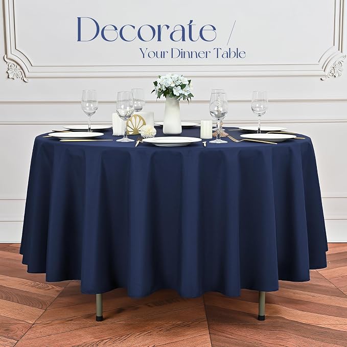 Pesonlook 12 Pack Navy Blue Round Tablecloth - 120 inch Polyester Table Cloth for Tables - Waterproof, Stain Resistant, Washable - Bulk for Wedding, Party, Buffet, Camping - Image 5