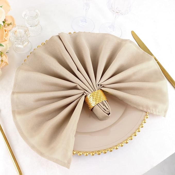 Tableclothsfactory Premium Pack of 5 Premium Nude 20" x 20" Washable Polyester Napkins Great for Wedding Party Restaurant Dinner Parties - Image 2