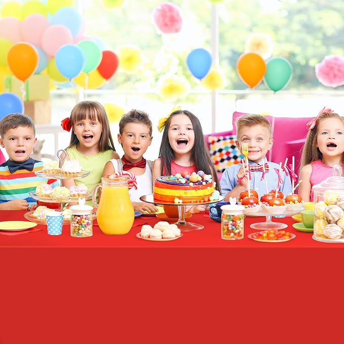 16 Pack Red Plastic Tablecloth for Rectangle Tables, Premium Decorative Red Disposable Table Cloths for Parties, Rectangle Party Table Cover for Birthday, Wedding, Christmas, Anniversary, 54 x 108Inch - Image 5
