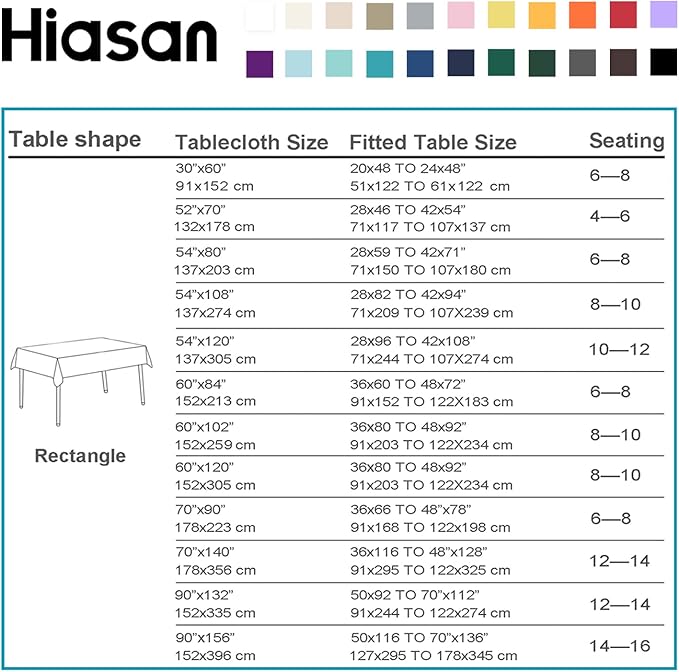 Hiasan 2 Pieces Solid Rectangle Tablecloth, Aqua, 54 x 80 Inch | Waterproof, Spillproof, Washable Polyester Fabric Table Cloth for Kitchen/Dining Room/Birthday/Party/Outdoor Picnic - Image 5