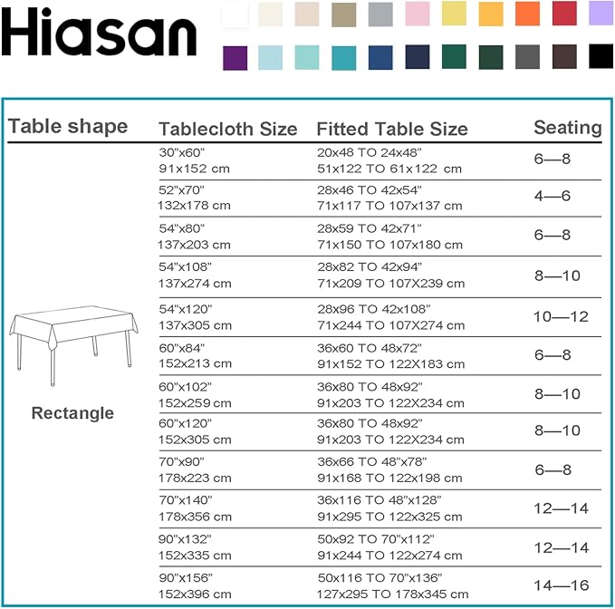 Hiasan Gray Rectangle Tablecloth, 80 x 80 inch, 1 Pack | Waterproof, Spillproof, Wrinkle Resistant, Washable Polyester Table Cloth for Dining/Party/Banquet/Gathering/Outdoor Use - Image 6
