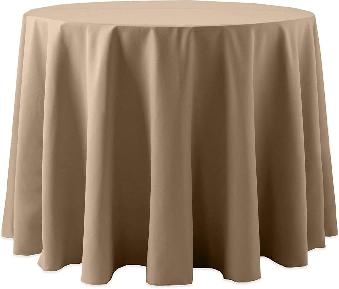 Ultimate Textile 90-Inch Round Cotton-Feel Tablecloth, Toast, 5 Pack by UltimateTextile