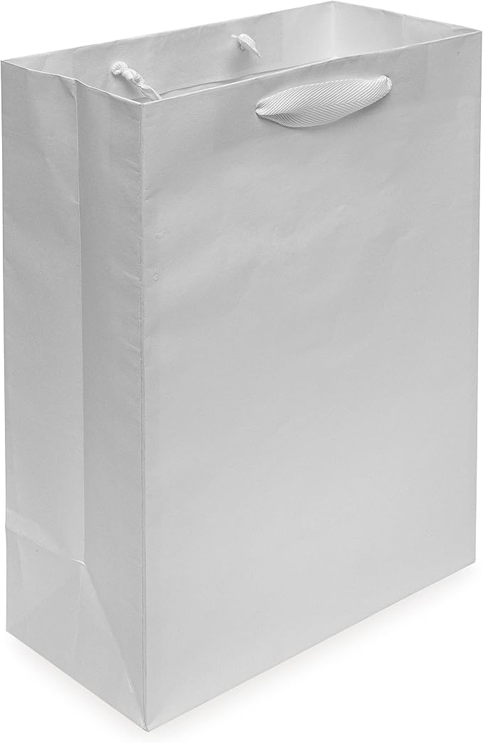Prime Line Packaging White Gift Bags, Kraft Shopping Bags with Handles for Holidays, Weddings, Birthdays, Baby Showers, Christening, Bulk, 10x5x13, 50 Pack - Image 8